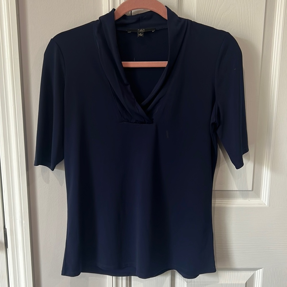 Alex Marie navy crossover shirt sleeve top size small